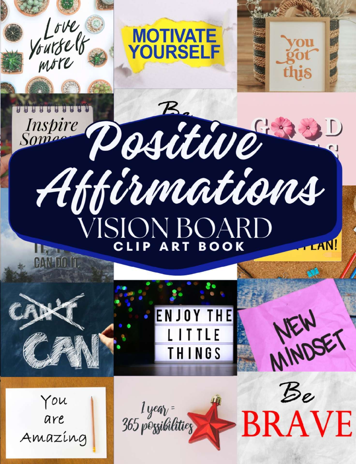 Positive Affirmations Vision Board Clip Art Book - Empower Toolkit Series