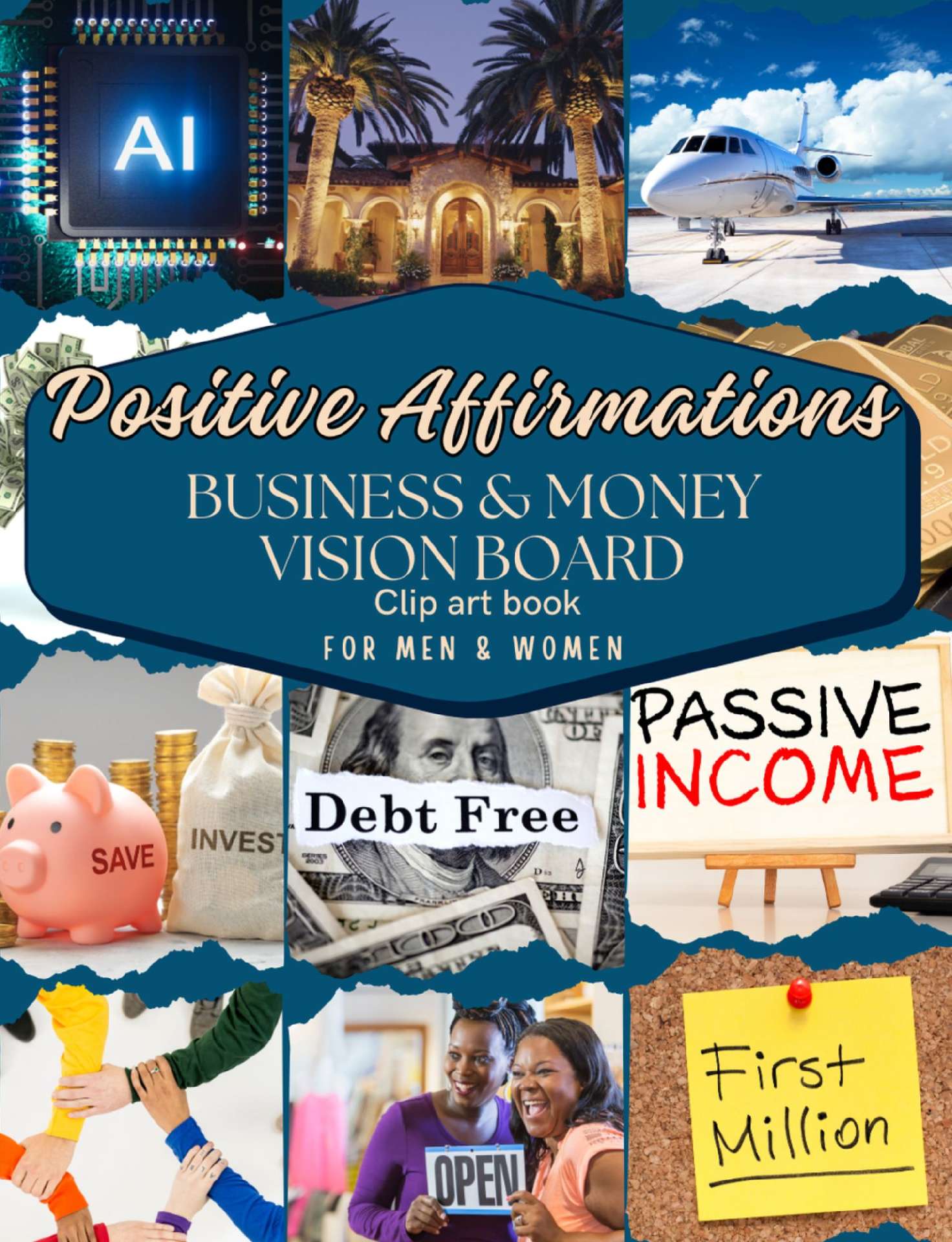 Positive Affirmations Business & Money Vision Board Clip Art Book - Empower Toolkit Series