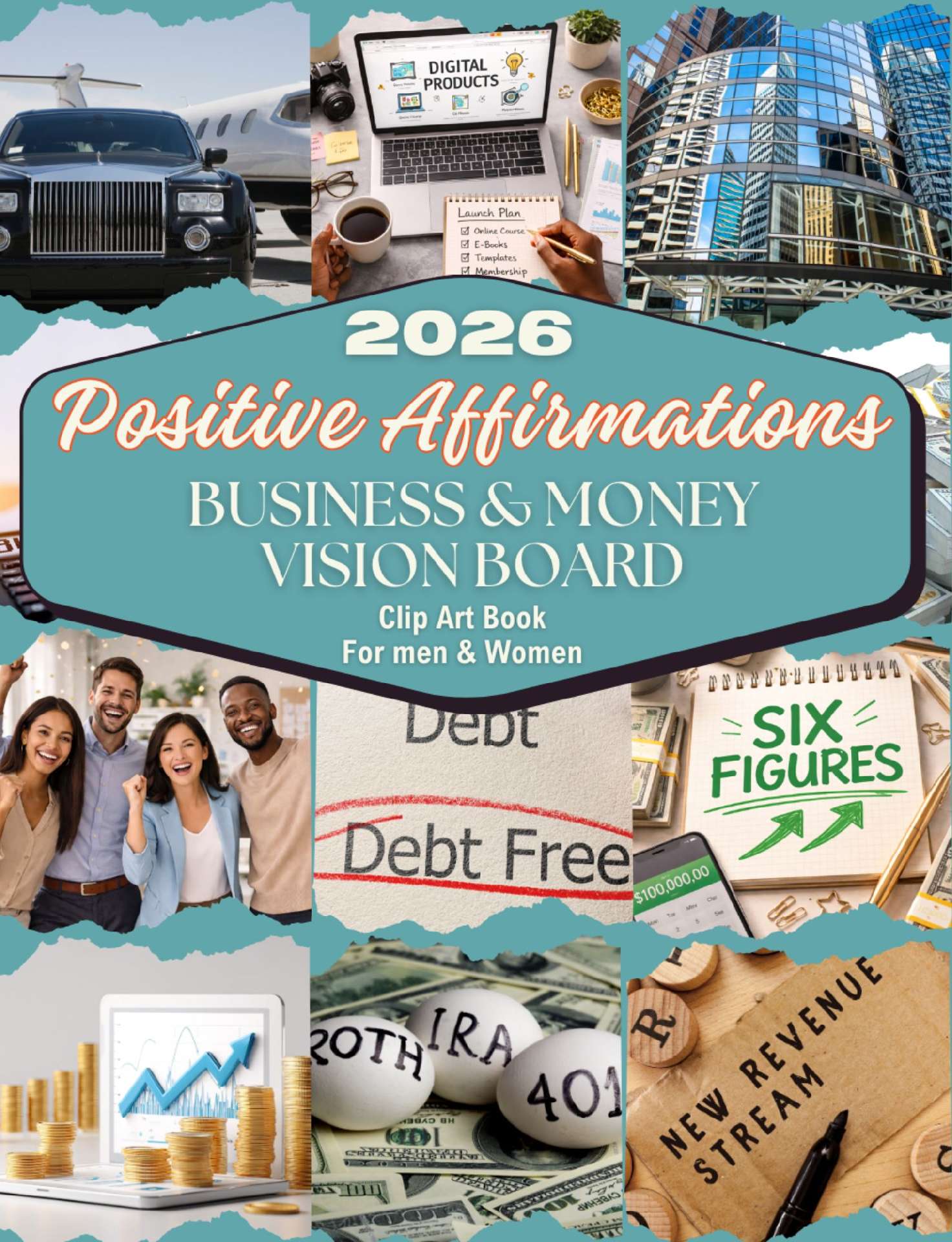 2026 Positive Affirmations Business & Money Vision Board Clip Art Book - Empower Toolkit Series