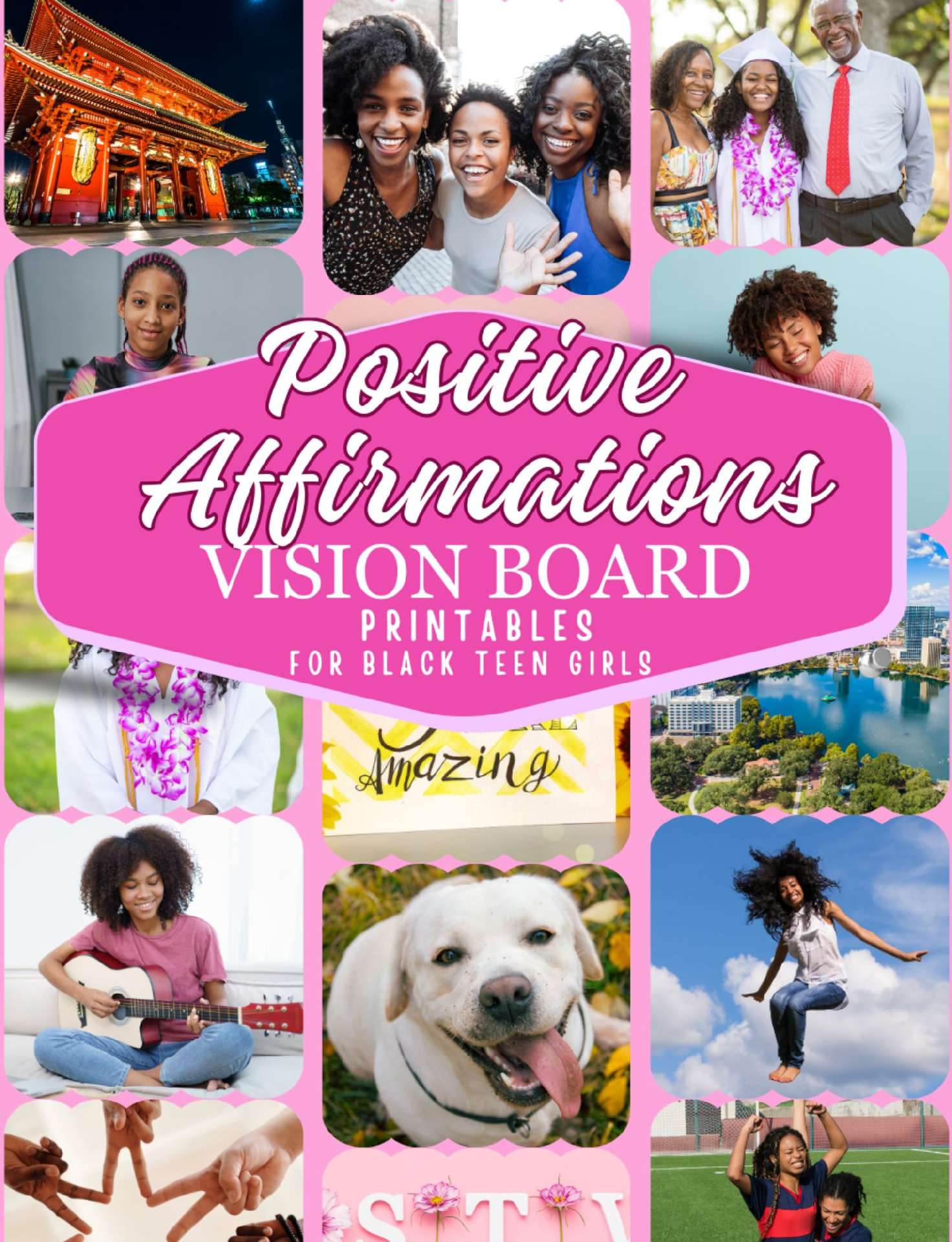Positive Affirmations Vision Board Clip Art Book for Black Teen Girls - Empower Toolkit Series