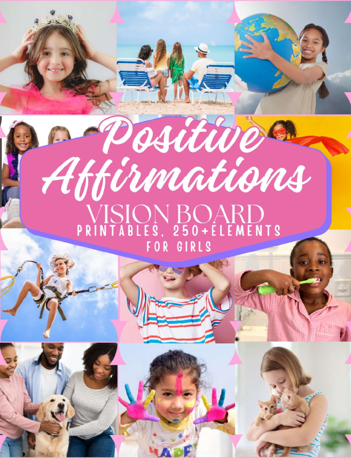 Positive Affirmations Vision Board & Clip Art Book for Girls - Empower Toolkit Series